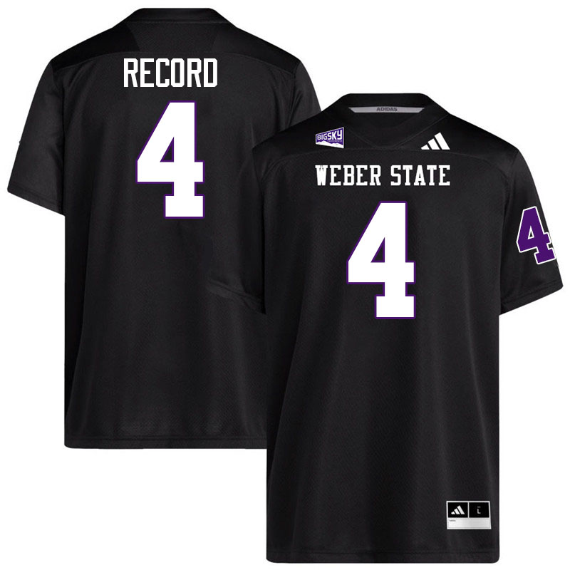Weber State Wildcats #4 Jayleen Record College Football Jerseys,Uniforms Stitched-Black